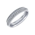 thumbnail image 1 of Natural 2Ct Round Cut Diamond 2Row Milgrain Anniversary Wedding Eternity Band Ring 18k Gold IJ SI2, 1 of 3