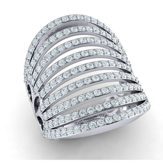 Natural 2carat Round Cut Diamond Prong Fancy Wide Multi-Row Wedding Band Ring Bridal Anniversary Solid 18K Gold FG VS2