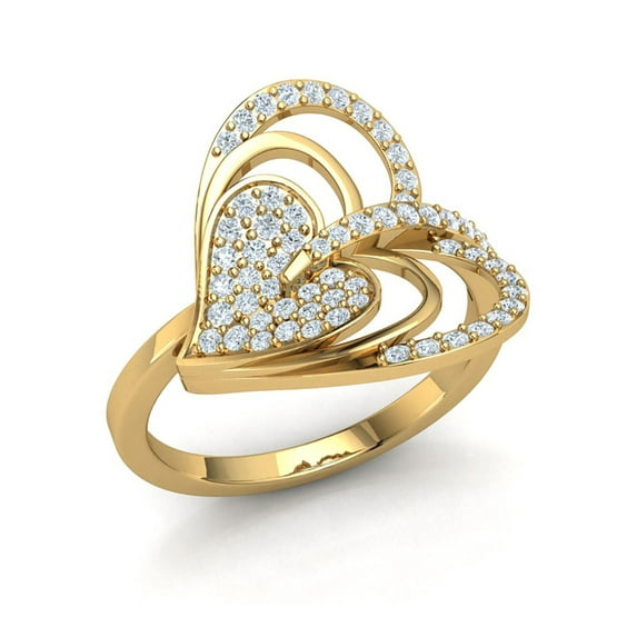 Natural 2carat Round Cut Diamond Prong Women's Fancy Heart Engagement Ring Bridal Wedding Solid 10K Gold GH I1-I2