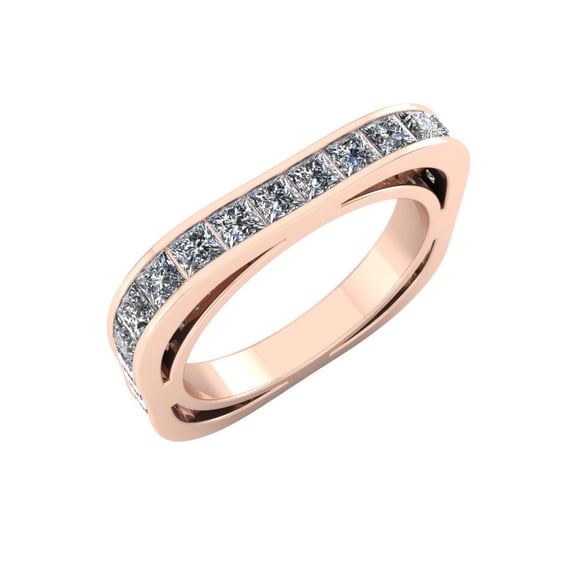 Natural 3.00Ct Princess Cut Diamond Euro Style Square Ladies Eternity Band New FG VS1