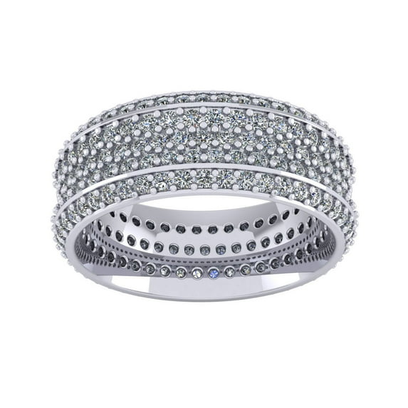 Natural 3.00Ct Round Cut Diamond 5Row Bridal Anniversary Wedding Eternity Band Ring 10k Gold IJ I1
