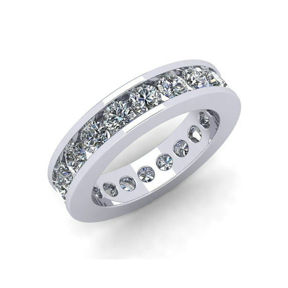 Natural 3.00Ct Round Cut Diamond Channel Set Women's Anniversary Wedding Eternity Band Ring Solid 14k White Gold G SI1