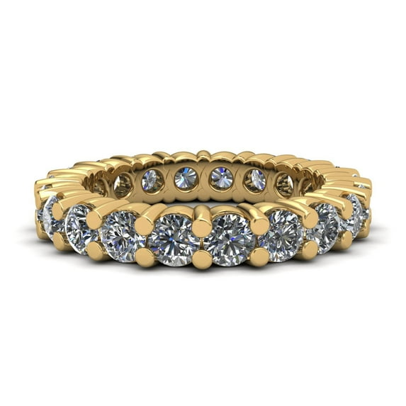 Natural 3.00Ct Round Cut Diamond Classic Shared Prong Women's Anniversary Wedding Eternity Band Ring Solid 18k Yellow Gold G SI1