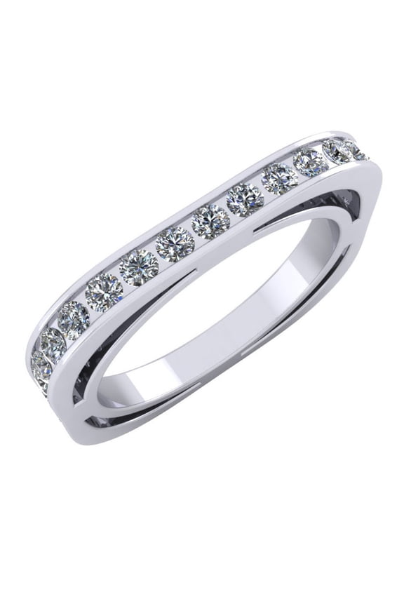 Natural 3.00Ct Round Cut Diamond Euro Style Square Eternity Band Ring 18k Gold F VS1