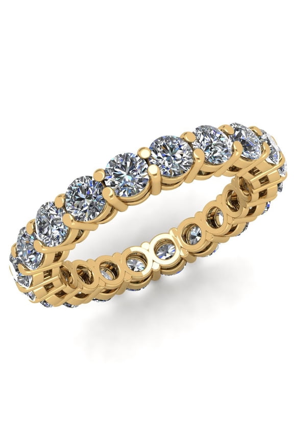 Natural 3.00Ct Round Cut Diamond Shared Prong Gallery Women's Anniversary Wedding Eternity Band Ring Solid 10k Yellow Gold G-H I1