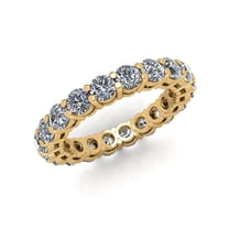 Natural 3.00Ct Round Cut Diamond Shared Prong Gallery Women's Anniversary Wedding Eternity Band Ring Solid 18k Yellow Gold G SI1