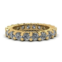 Natural 3.00Ct Round Cut Diamond Shared Prong Women's Anniversary Wedding Eternity Band Ring Solid 10k Yellow Gold I SI2