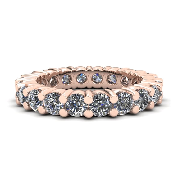 Natural 3.00Ct Round Cut Diamond Shared Prong Women's Anniversary Wedding Eternity Band Ring Solid 14k Rose Gold H SI2