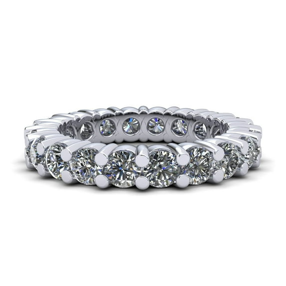 Natural 3.00Ct Round Cut Diamond Shared Prong Women's Anniversary Wedding Eternity Band Ring Solid 14k White Gold F VS2