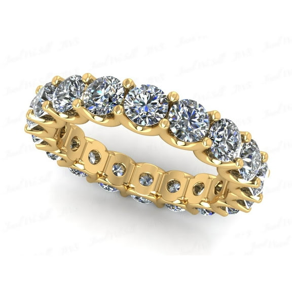 Natural 3.00Ct Round Cut Diamond Shared U-Prong Women's Anniversary Wedding Eternity Band Ring Solid 14k Yellow Gold H SI2