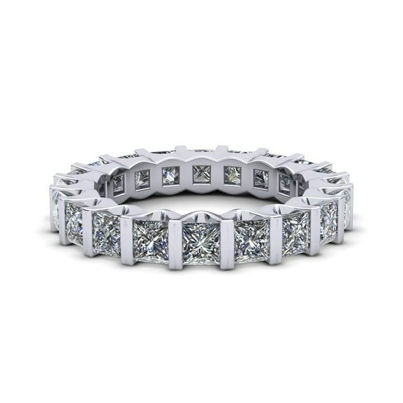 Natural 3.35Ct Princess Cut Diamond U-Bar Setting Women's Anniversary Wedding Eternity Band Ring Solid 950 Platinum F VS2