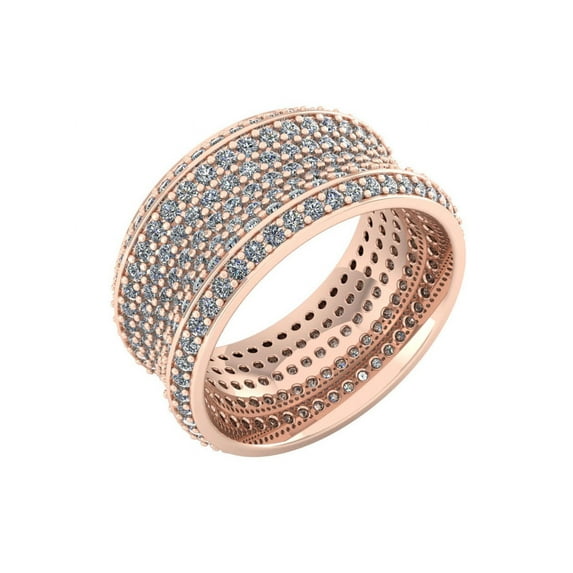 Natural 3.50Ct Round Cut Diamond 7Row Concave Anniversary Wedding Eternity Band Ring 18k IJ SI2