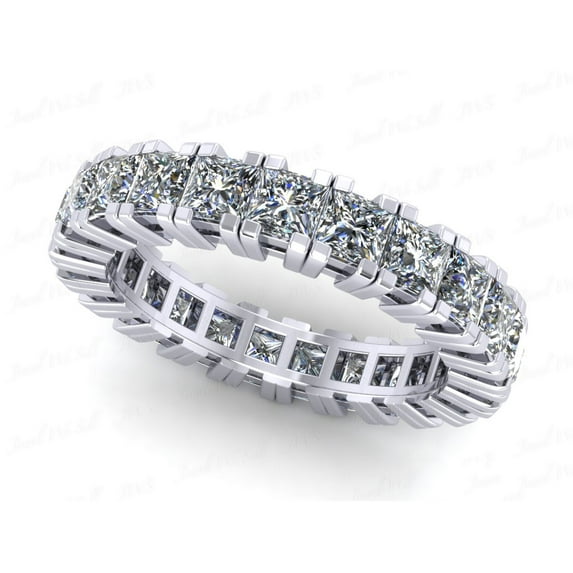 Natural 3.75Ct Princess Cut Diamond Gallery Women's Anniversary Wedding Eternity Band Ring Solid 950 Platinum G SI1