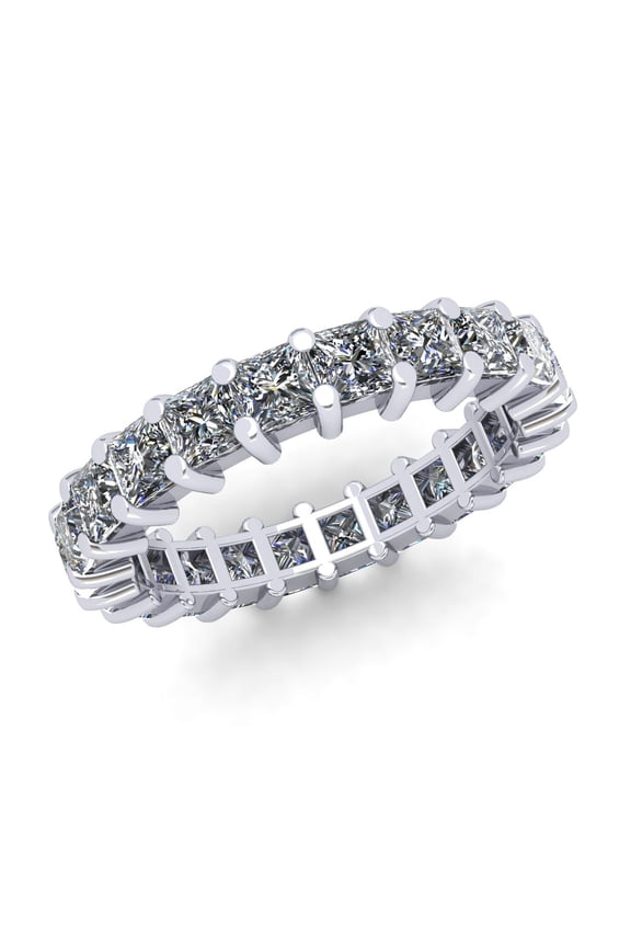 Natural 3.75Ct Princess Cut Diamond Shared Prong Women's Anniversary Wedding Eternity Band Ring Solid 14k White Gold H SI2