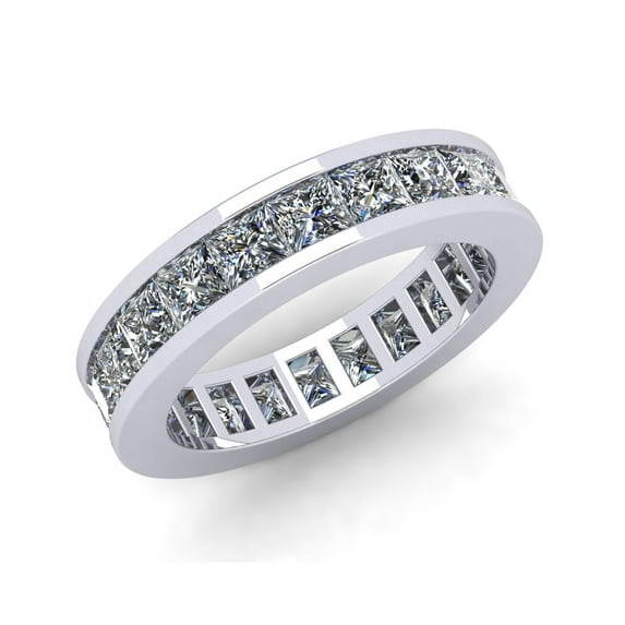 Natural 3.90Ct Princess Cut Diamond Channel Set Women's Anniversary Wedding Eternity Band Ring Platinum F VS1