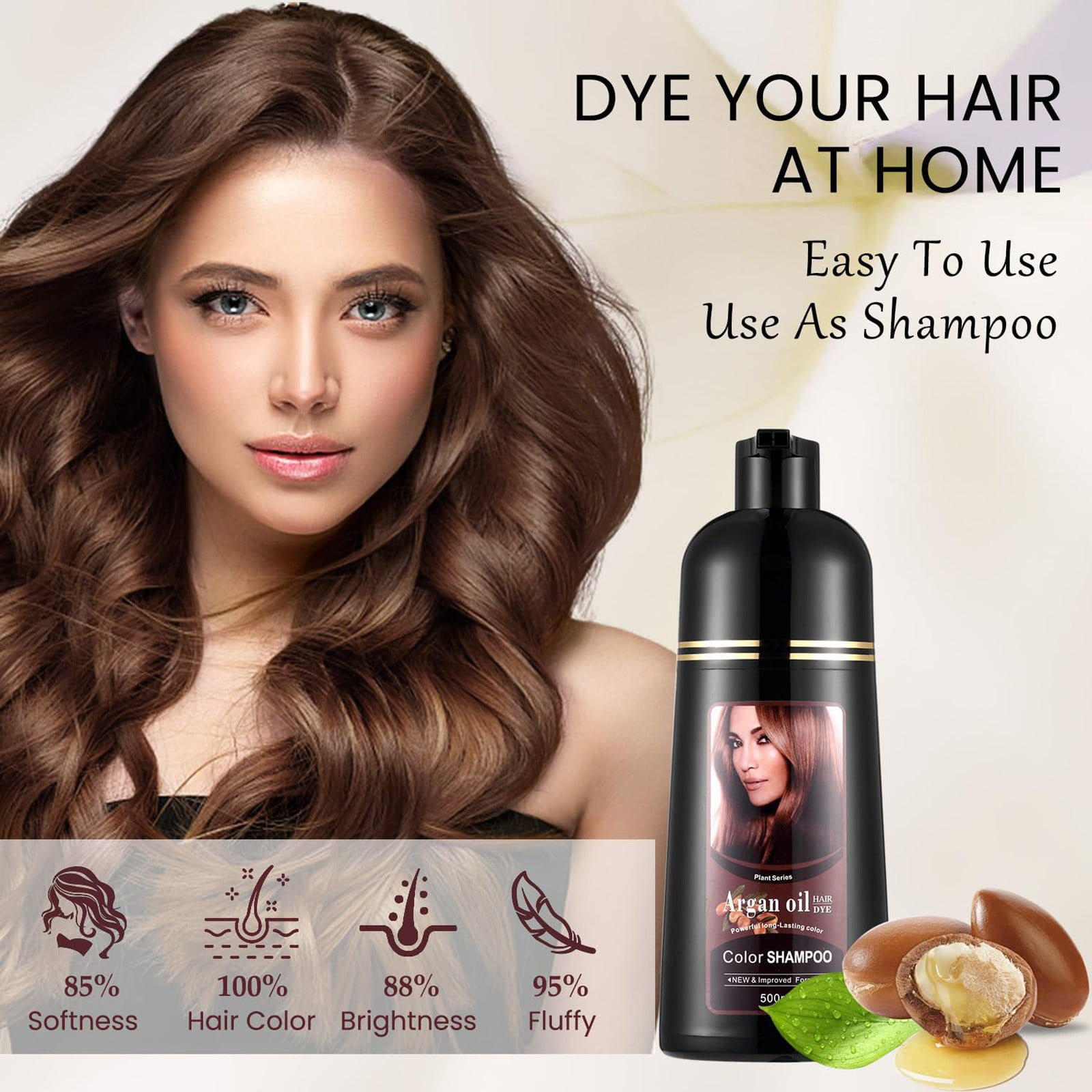 Natural 3 In One Hair Color Care Shampoo Oil Brown Quick Dyeing Fade natural-3-in-one-hair-color-care-shampoo-oil-brown-quick-dyeing-fade
