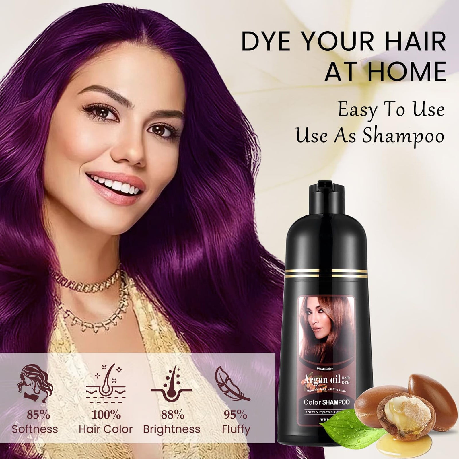Best Hair Color Without Ammonia And Peroxide Natural 3 In One Hair Color & Care Shampoo Oil Brown Quick Dyeing No