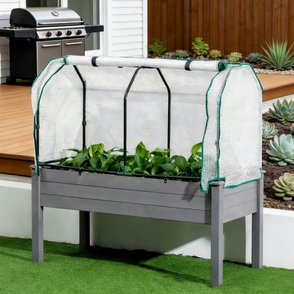 Natural 3 Tier Stair Step Raised Garden Bed Fir Wood Outdoor Planter with Non Woven Fabric Tool Free Assembly