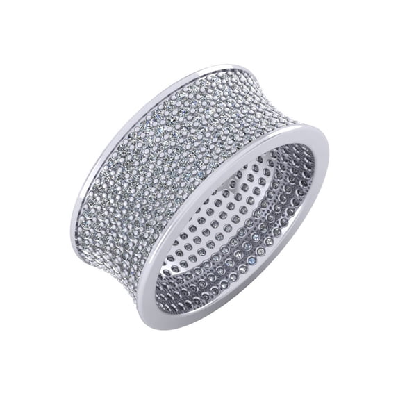 Natural 3Ct Round Cut Diamond 7-Row Concave Anniversary Wedding Eternity Band Ring 14k Gold I SI2