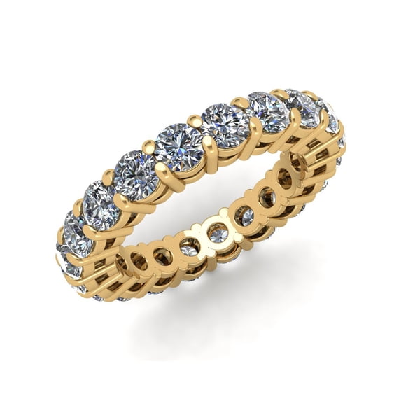 Natural 4.00Ct Round Cut Diamond Shared Prong Gallery Women's Anniversary Wedding Eternity Band Ring Solid 14k Yellow Gold I SI2