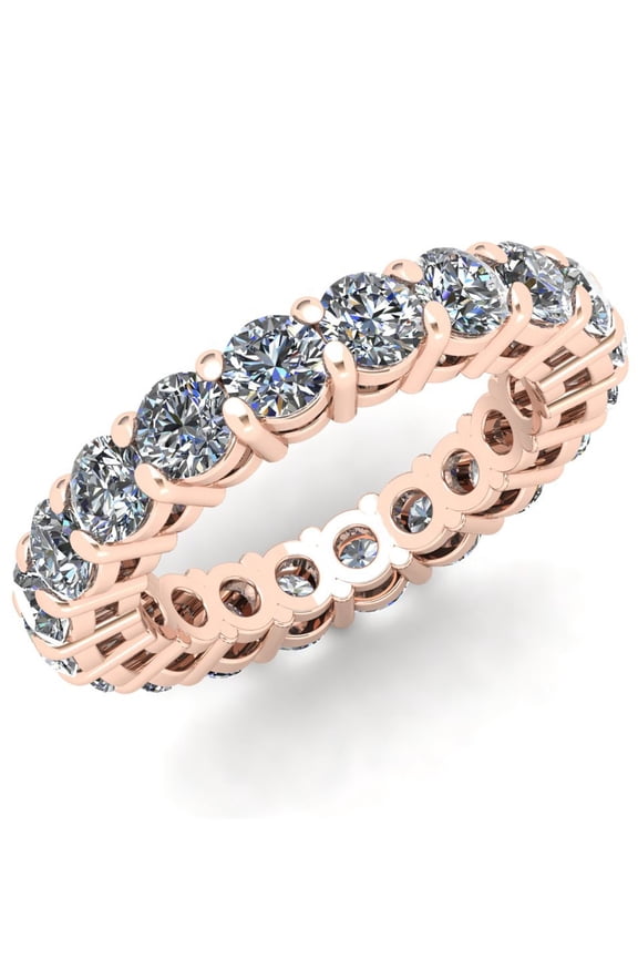 Natural 4.00Ct Round Cut Diamond Shared Prong Gallery Women's Anniversary Wedding Eternity Band Ring Solid 18k Rose Gold H SI2