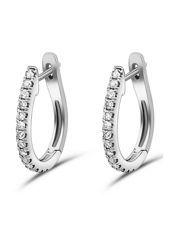 Natural 4/10 CTTW Diamond Hoop Earrings in 14k Solid Gold