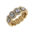 thumbnail image 1 of Natural 4.25Ct Round Cut Diamond Circle Halo Anniversary Wedding Eternity Band Ring 18k Gold IJ SI2, 1 of 3