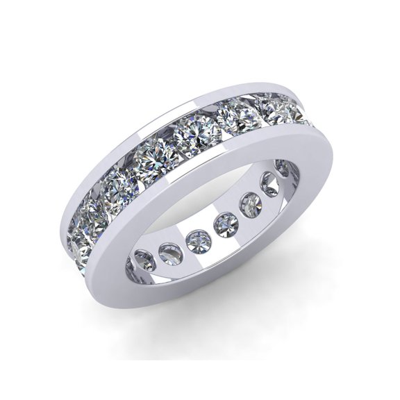 Natural 4.25Ct Round Cut Diamond Classic Channel Set Women's Anniversary Wedding Eternity Band Ring Solid 950 Platinum G SI1