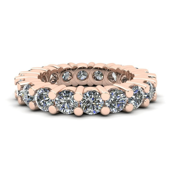 Natural 4.25Ct Round Cut Diamond Classic Shared Prong Women's Anniversary Wedding Eternity Band Ring Solid 14k Rose Gold I SI2
