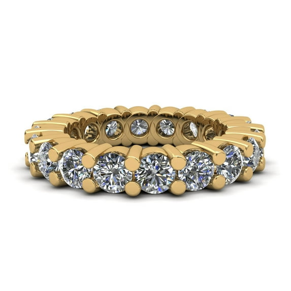 Natural 4.25Ct Round Cut Diamond Classic Shared Prong Women's Anniversary Wedding Eternity Band Ring Solid 18k Yellow Gold G SI1
