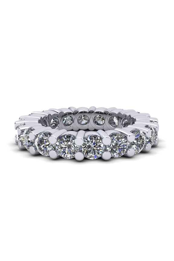 Natural 4.25Ct Round Cut Diamond Classic Shared Prong Women's Anniversary Wedding Eternity Band Ring Solid 950 Platinum G SI1