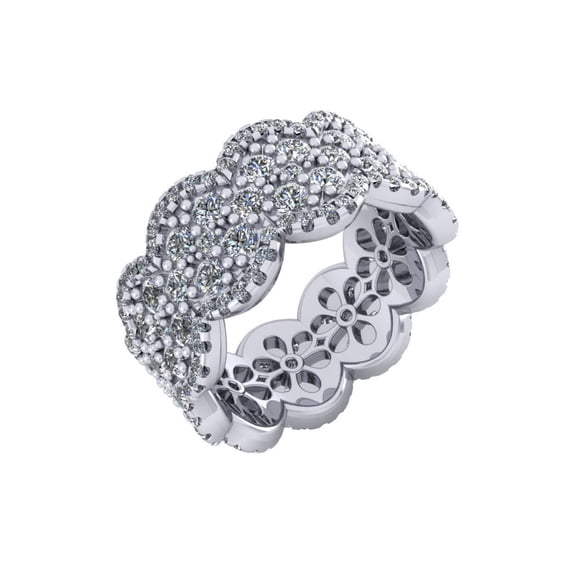 Natural 4.25Ct Round Diamond Cluster Anniversary Wedding Eternity Band Ring Solid 14k Gold IJ I1