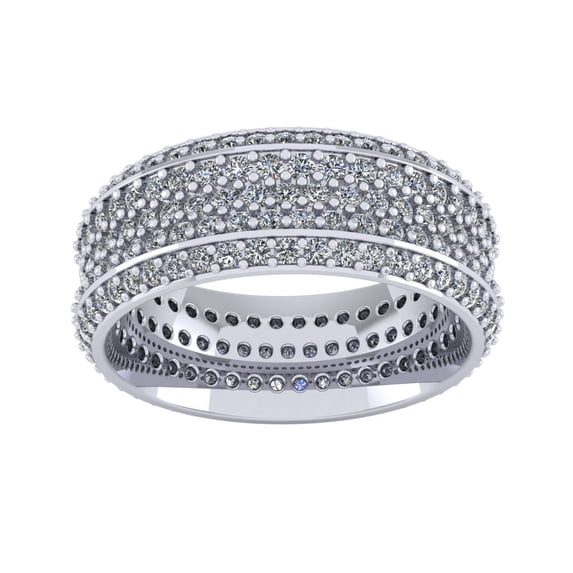 Natural 5.00Ct Round Cut Diamond 5Row Ladies Anniversary Wedding Eternity Band Ring 14k Gold I SI2