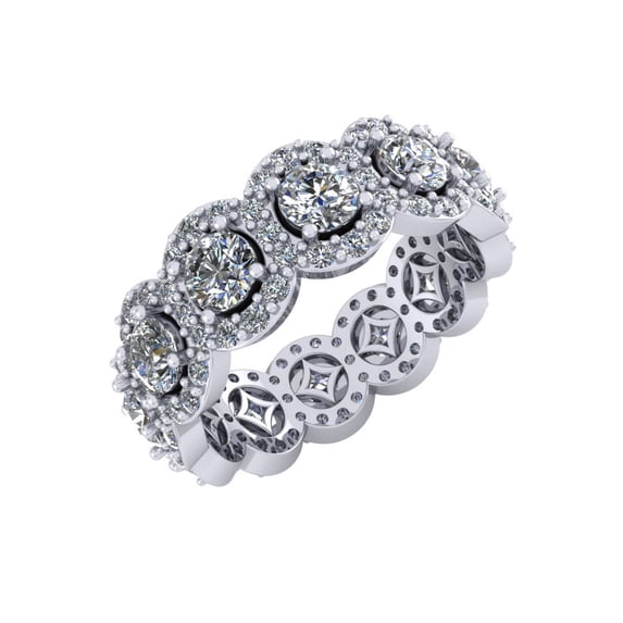Natural 5.00Ct Round Cut Diamond Circle Halo Anniversary Wedding Eternity Band Ring 10k Gold GH I1