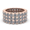 thumbnail image 1 of Natural 6.60Ct Round Cut Diamond 3Row Women's Anniversary Wedding Eternity Band Ring Solid 18k Rose Gold H SI2, 1 of 3
