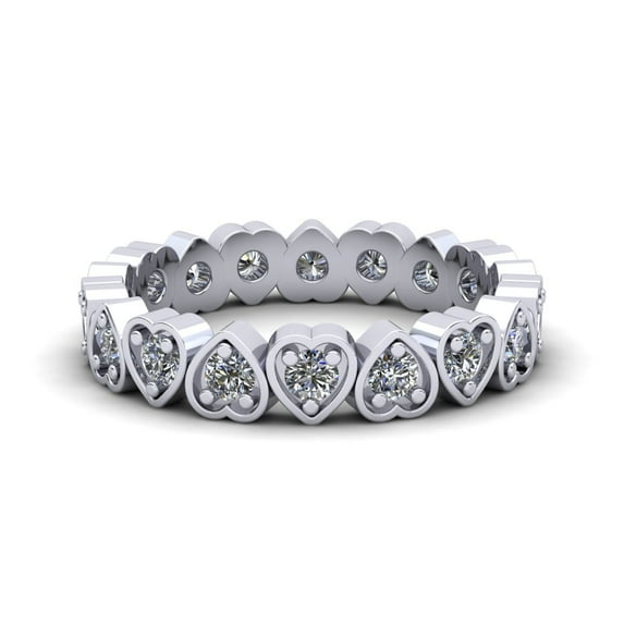 Natural .60Ct Round Cut Diamond Heart Women's Anniversary Wedding Eternity Band Ring Solid 950 Platinum F VS1