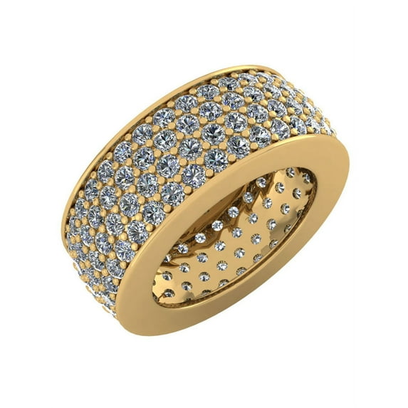 Natural 7.00Ct Round Cut Diamond 4Row Ladies Anniversary Wedding Eternity Band Ring 10k Gold KL I1