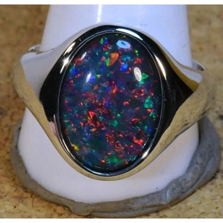 Natural 7.25 Carat dark opal Ring, 925 Sterling Silver Ring, Ethiopian Black fire opal, engagement, Birthstone ring, For Men's