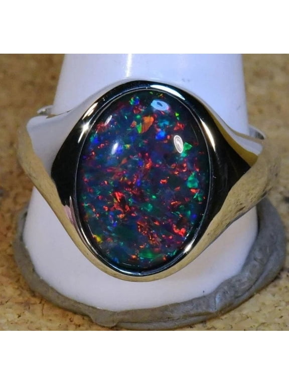 Natural 7.25 Carat dark opal Ring, 925 Sterlling Silver Ring,Ethiopian Black fire opal, engagement, Birthstone ring, For Mens Ring