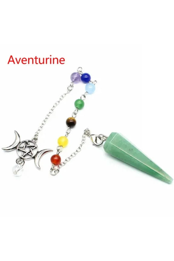 Natural 7 Chakra Crystal Pendulum Star Moon Quartz Reiki Hexagon Stone Pendant