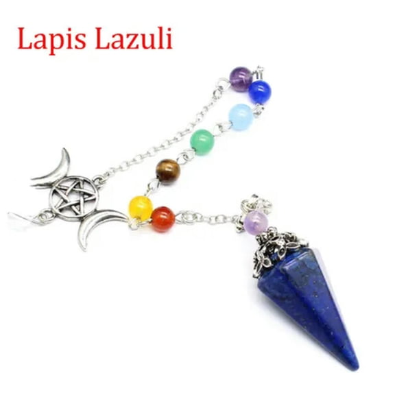 Natural 7 Chakra Crystal Pendulum Star Moon Quartz Reiki Hexagon Stone Pendant