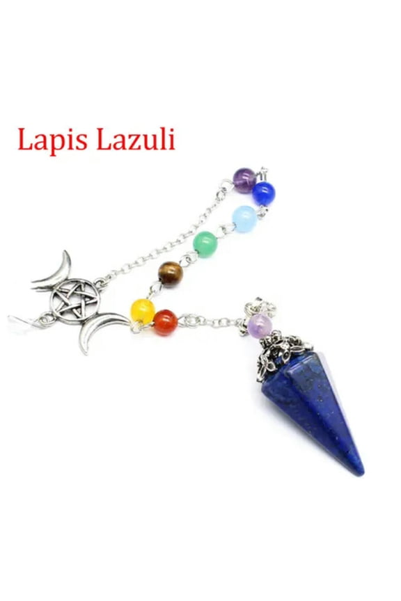 Natural 7 Chakra Crystal Pendulum Star Moon Quartz Reiki Hexagon Stone Pendant
