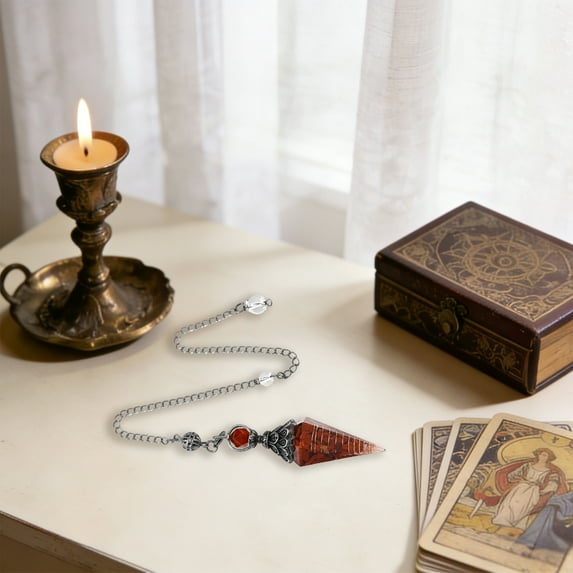 Natural 7 Chakra Healing Crystal Divination Pendulum with Resin Hexagonal Pendant for Spiritual Healing, Chakra Balancing, and Dowsing