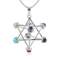 thumbnail image 1 of Natural 7 Chakra Reiki Gemstone Healing Hollow Star Point Stone Merkaba Pendants, 1 of 7