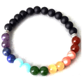 thumbnail image 1 of Natural 7 Chakra Stone & Matte Onyx 6mm Round Shape Smooth Cut Beads Stretchable Bracelet for Men & Women., 1 of 2