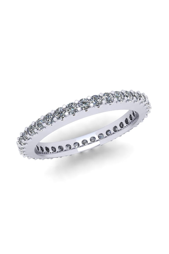 Natural .70Ct Round Cut Brilliant Diamond Stackable Women's Anniversary Wedding Eternity Band Ring Solid 950 Platinum F VS2