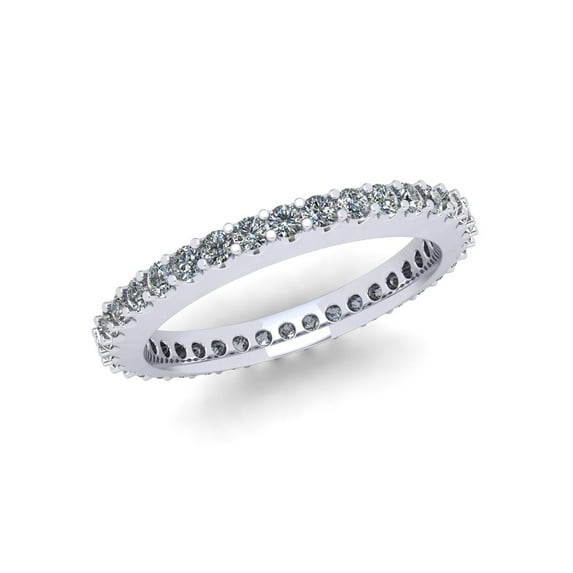 Natural .70Ct Round Cut Brilliant Diamond Stackable Women's Anniversary Wedding Eternity Band Ring Solid 950 Platinum F VS2