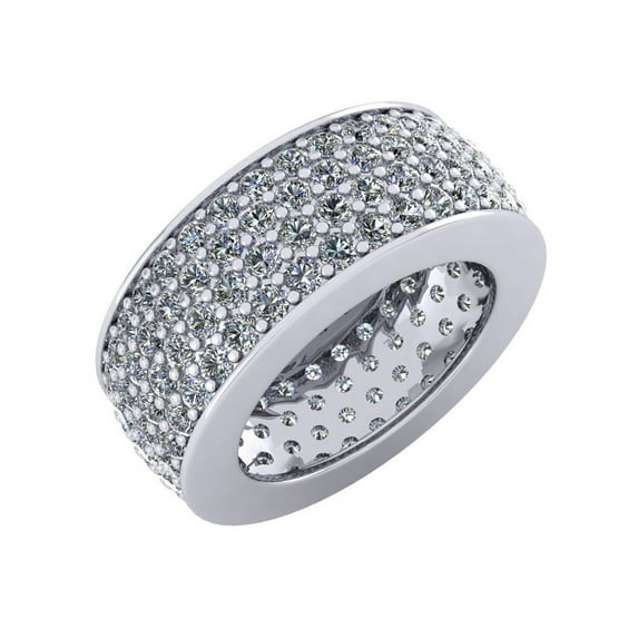 Natural 7Ct Round Cut Diamond 4Row Women's Anniversary Wedding Eternity Band Ring 18k Gold GH SI2