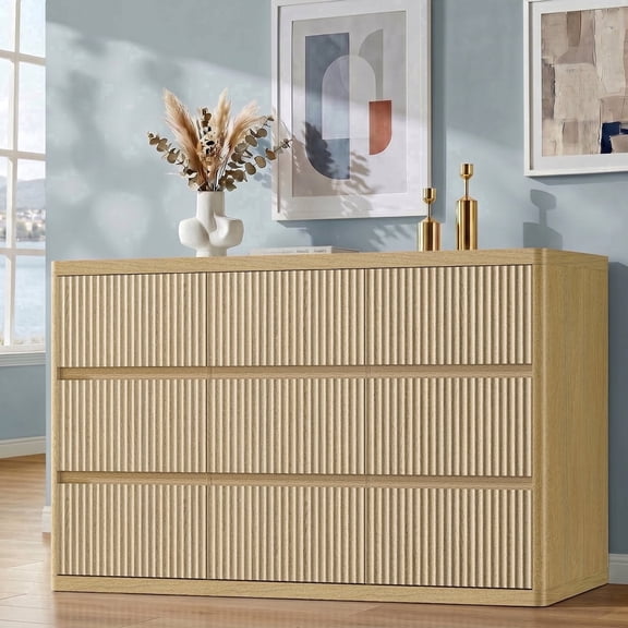 Natural Farmhouse Drawer Dresser Rustic Wooden Chest of Drawers for Bedroom Storage
