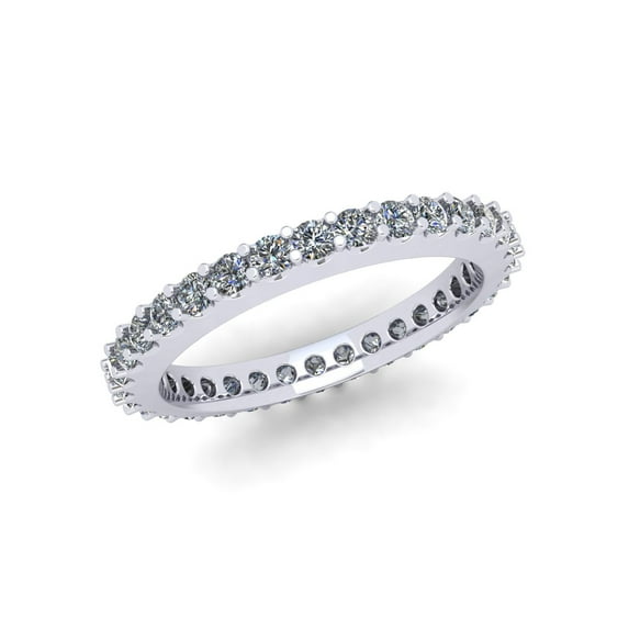 Natural .90Ct Round Cut Brilliant Diamond Stackable Women's Anniversary Wedding Eternity Band Ring Solid 18k White Gold F VS1